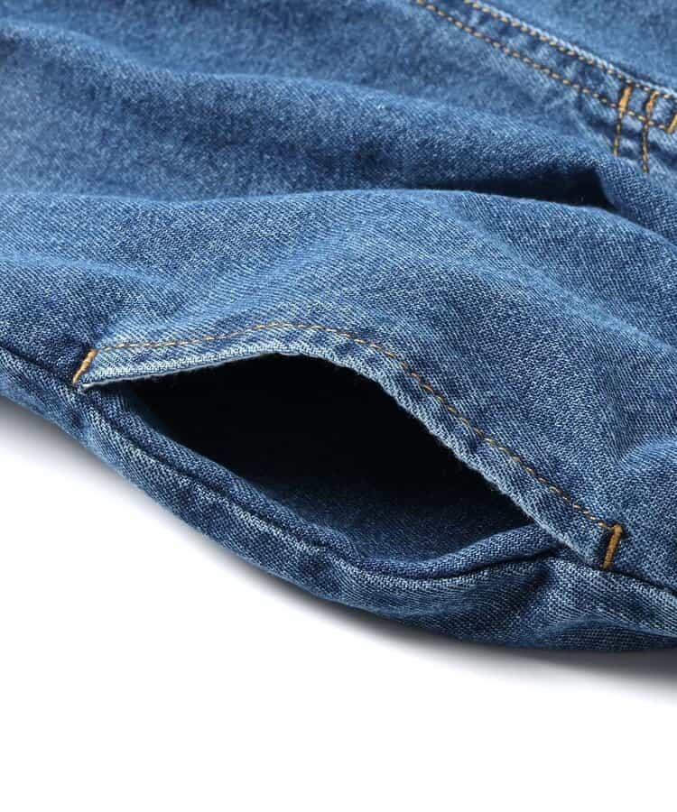 全長 寬鬆 折褶 牛仔褲