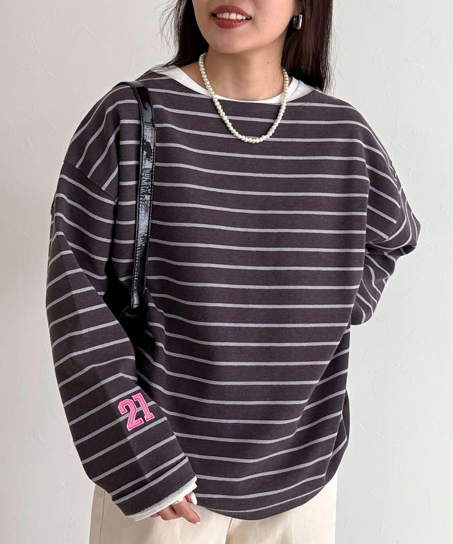 寬鬆版型 條紋 針織套頭衫