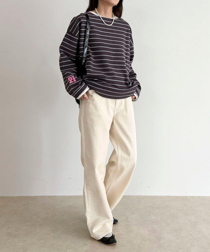 寬鬆版型 條紋 針織套頭衫