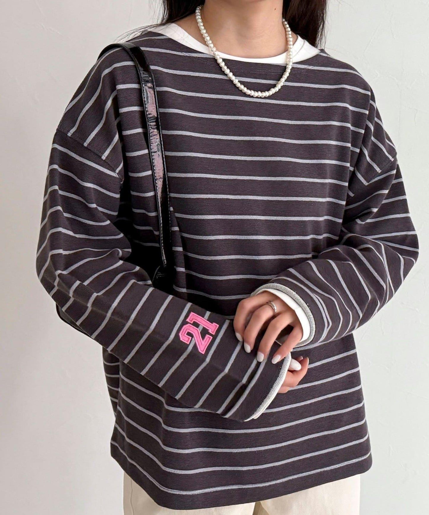 寬鬆版型 條紋 針織套頭衫