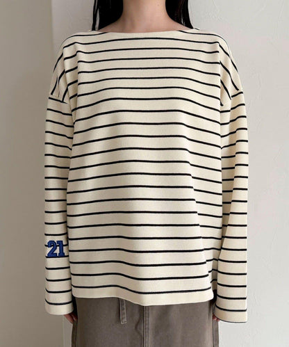 寬鬆版型 條紋 針織套頭衫