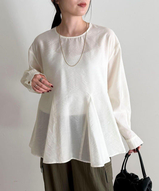 薄紗蓬鬆廓形荷葉擺襯衫