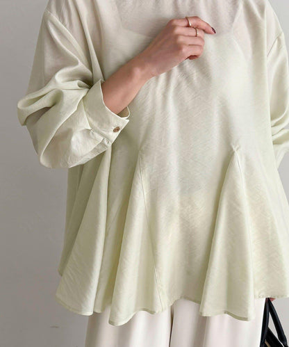 薄紗蓬鬆廓形荷葉擺襯衫