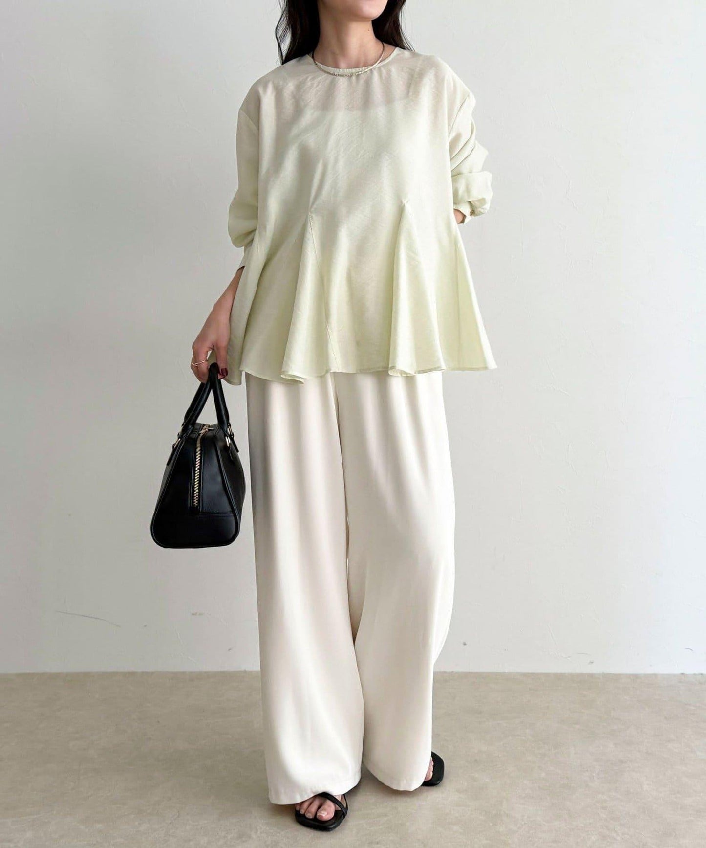 薄紗蓬鬆廓形荷葉擺襯衫