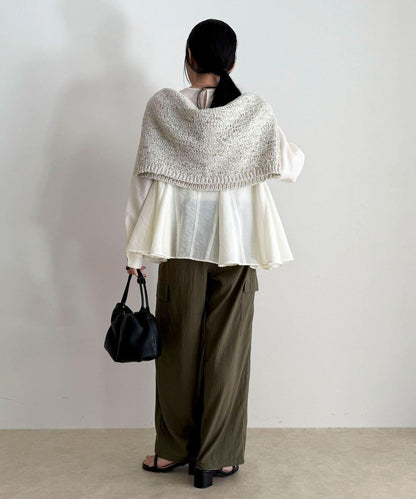 薄紗蓬鬆廓形荷葉擺襯衫