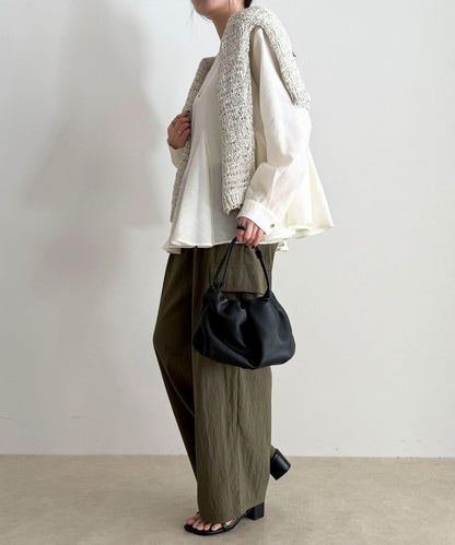 薄紗蓬鬆廓形荷葉擺襯衫