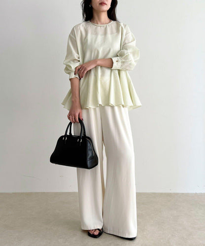 薄紗蓬鬆廓形荷葉擺襯衫