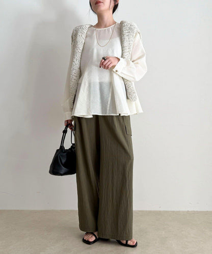 薄紗蓬鬆廓形荷葉擺襯衫