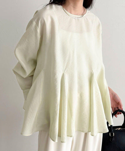 薄紗蓬鬆廓形荷葉擺襯衫