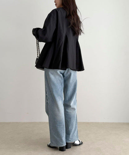 薄紗蓬鬆廓形荷葉擺襯衫