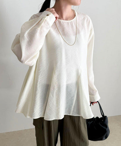 薄紗蓬鬆廓形荷葉擺襯衫