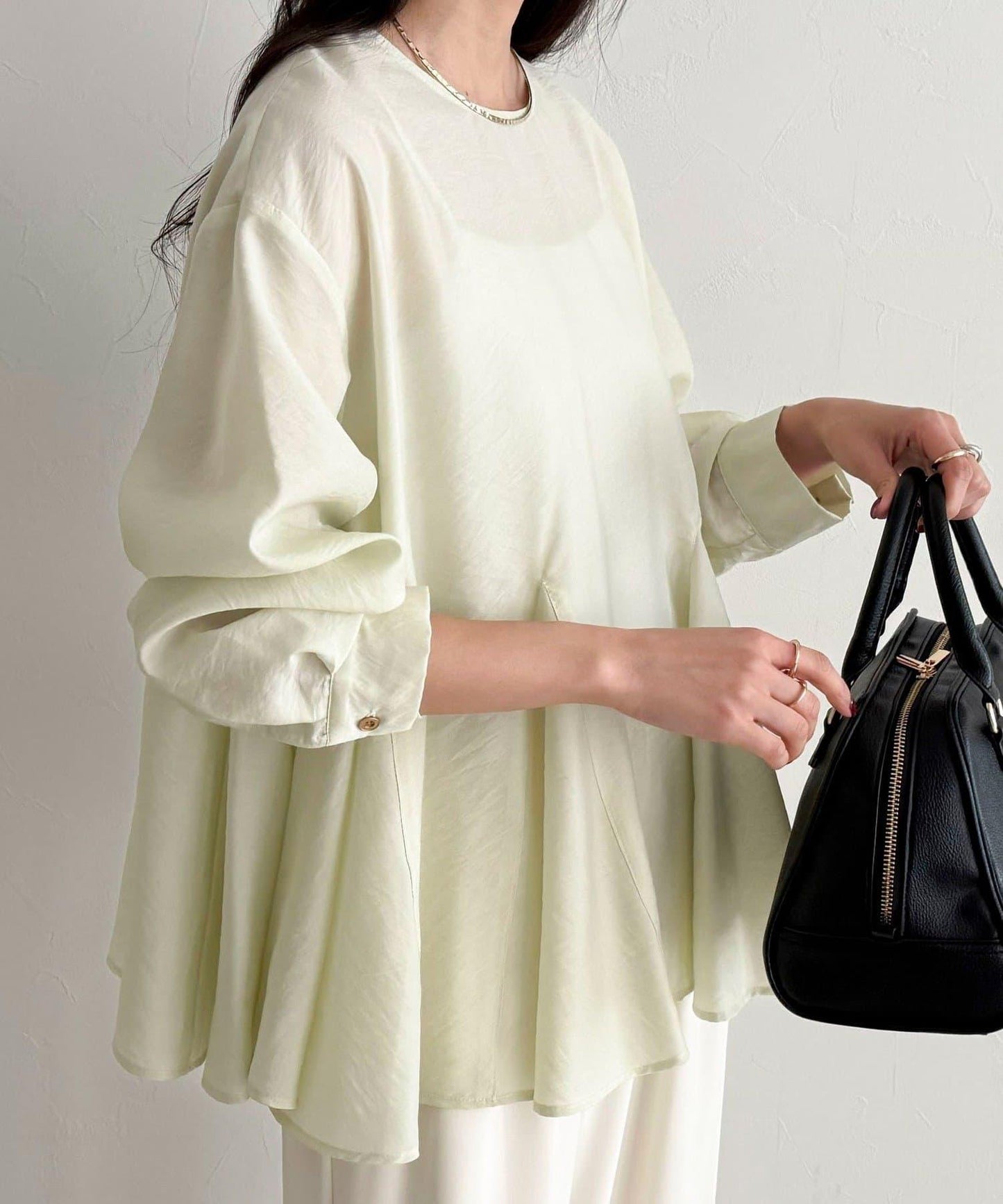 薄紗蓬鬆廓形荷葉擺襯衫