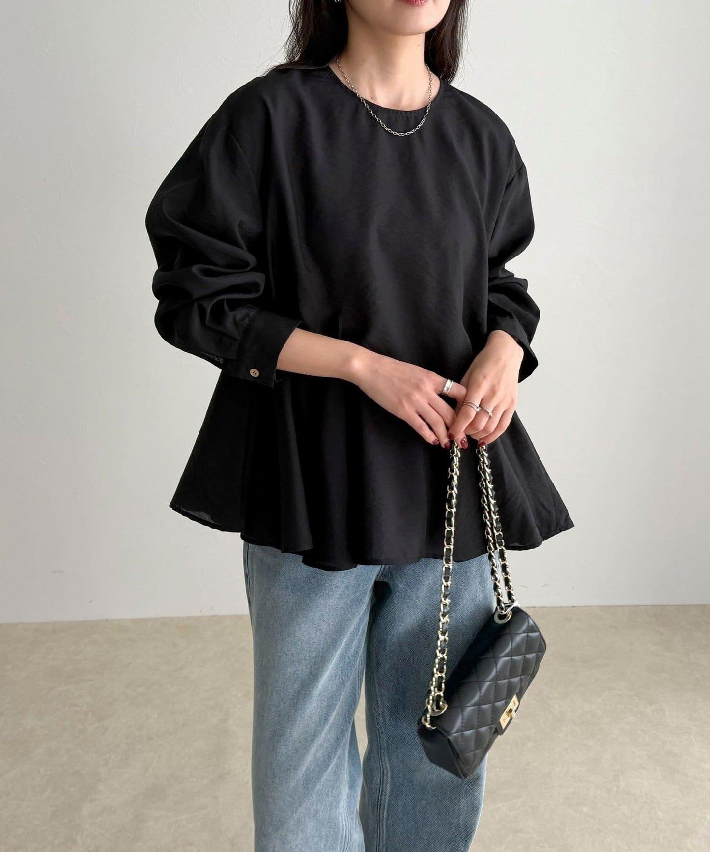 薄紗蓬鬆廓形荷葉擺襯衫