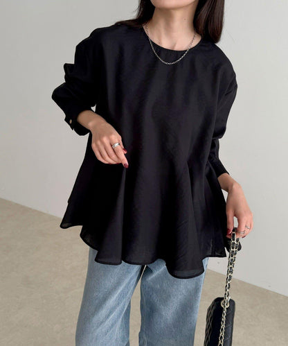薄紗蓬鬆廓形荷葉擺襯衫