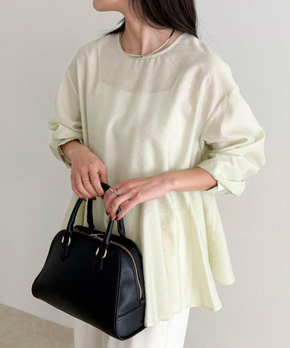 薄紗蓬鬆廓形荷葉擺襯衫