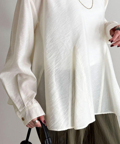 薄紗蓬鬆廓形荷葉擺襯衫