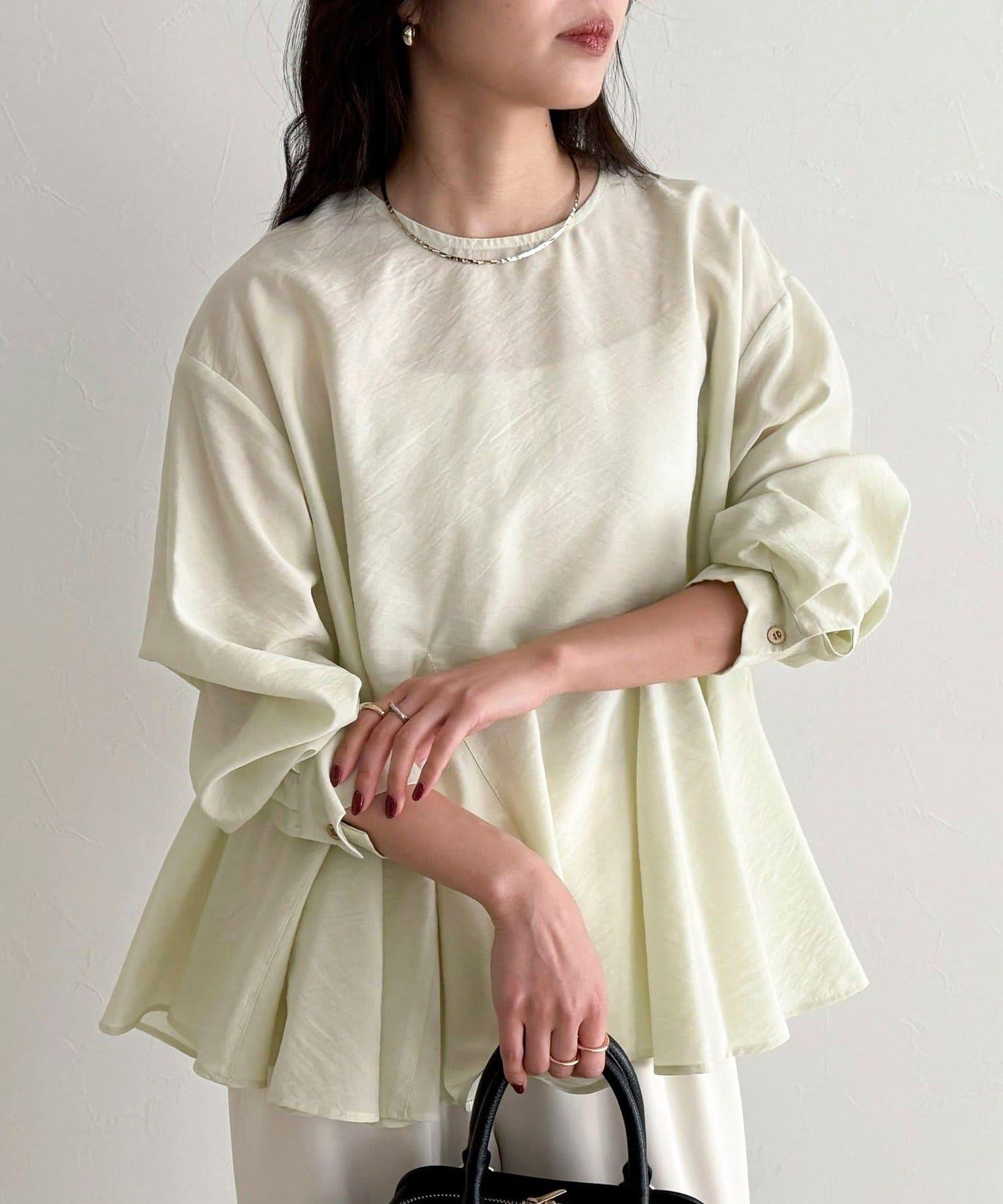 薄紗蓬鬆廓形荷葉擺襯衫