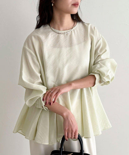 薄紗蓬鬆廓形荷葉擺襯衫