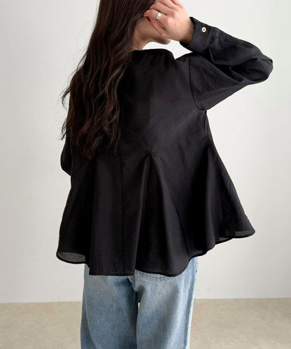 薄紗蓬鬆廓形荷葉擺襯衫