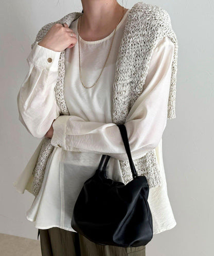 薄紗蓬鬆廓形荷葉擺襯衫