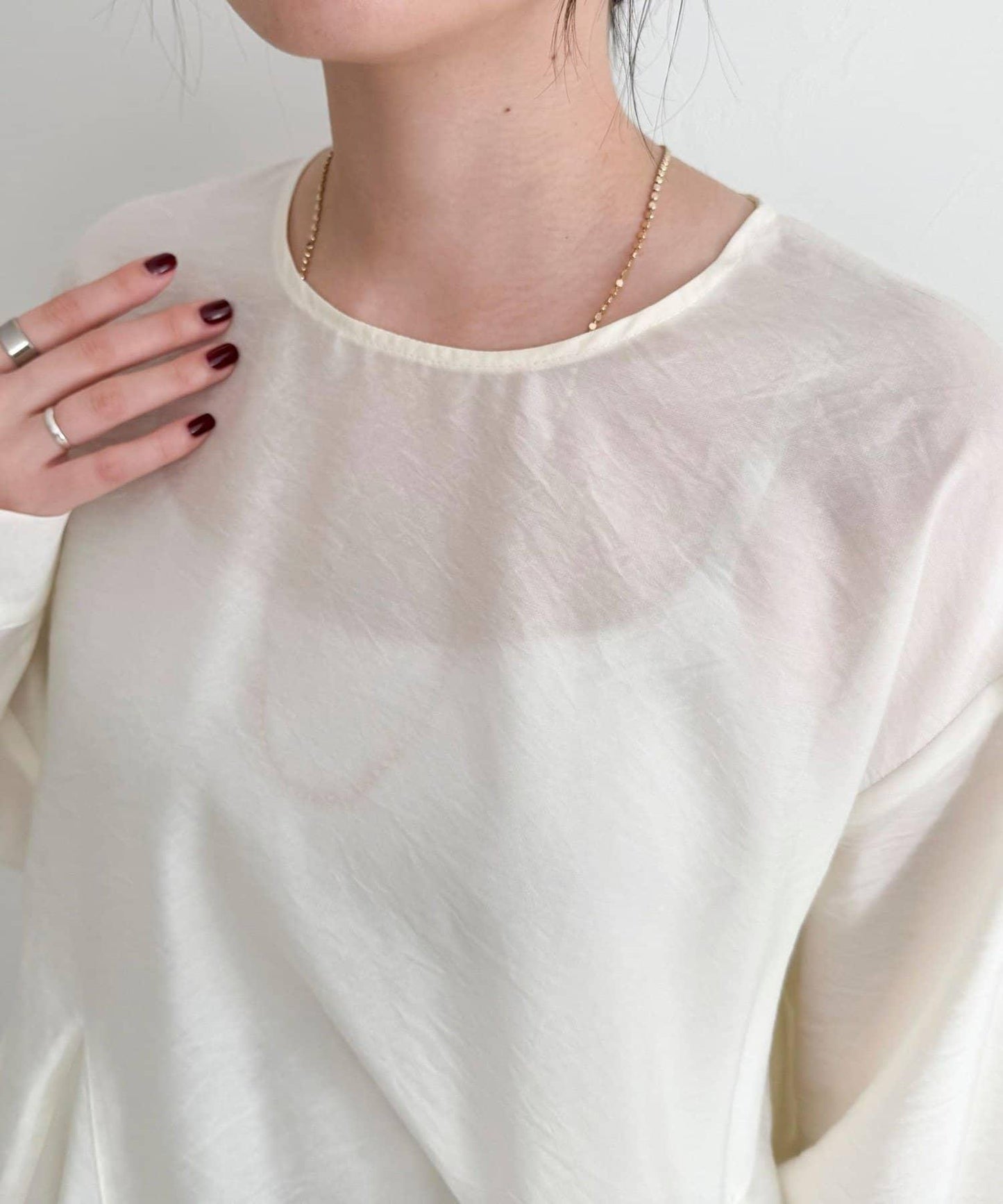 薄紗蓬鬆廓形荷葉擺襯衫