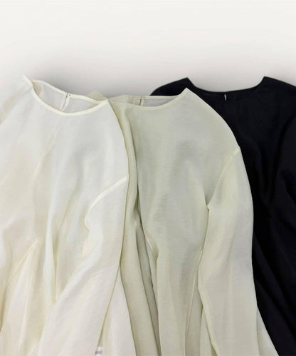 薄紗蓬鬆廓形荷葉擺襯衫