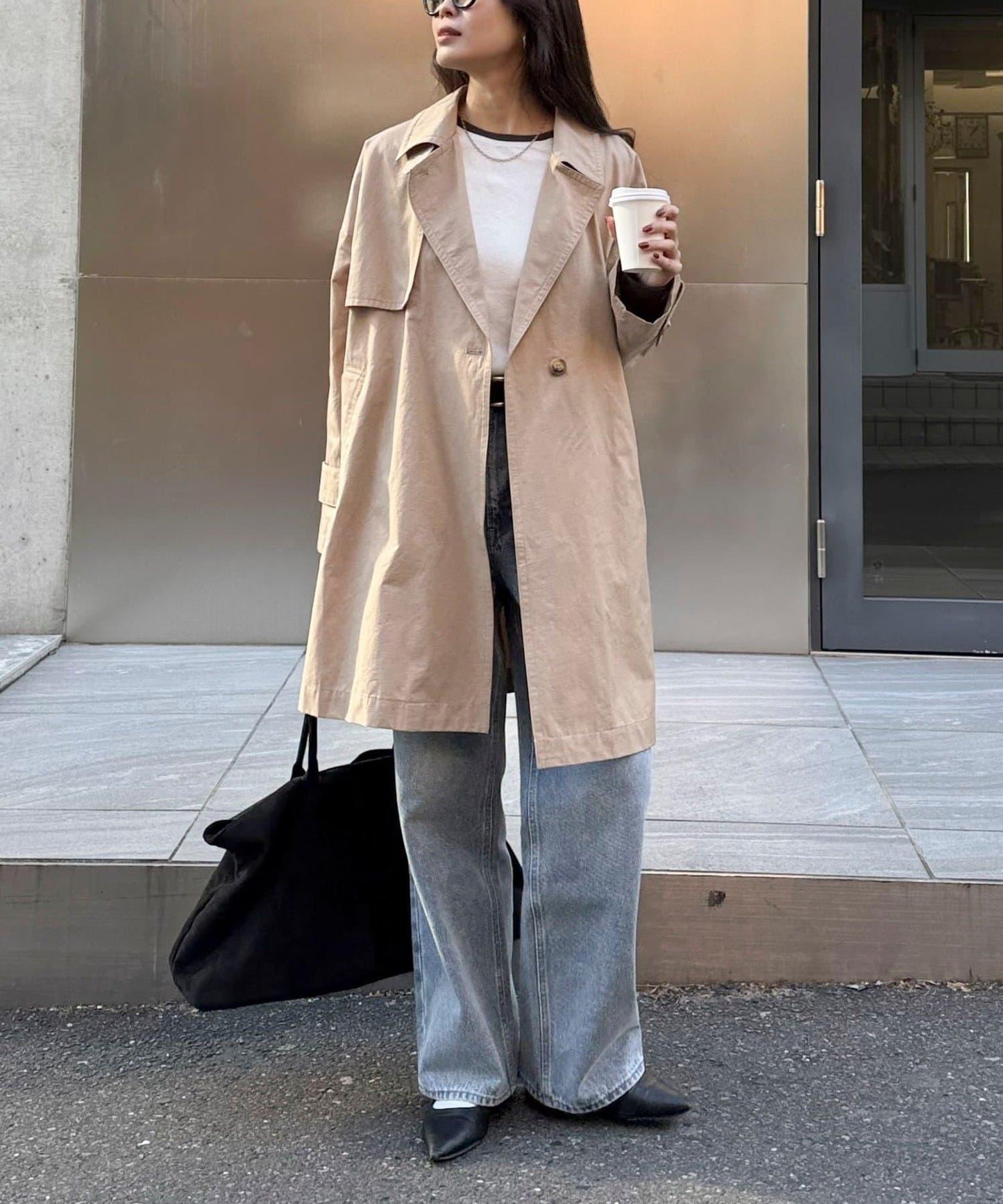 中長款寬鬆風衣外套