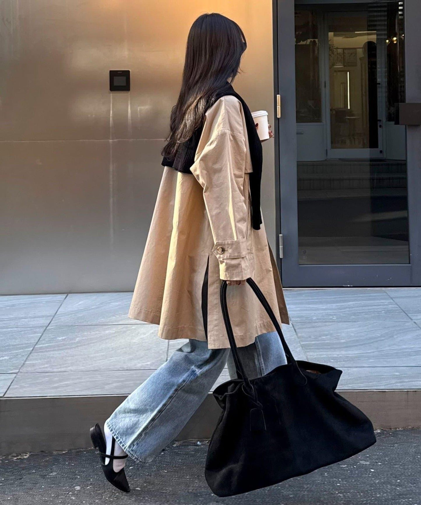 中長款寬鬆風衣外套