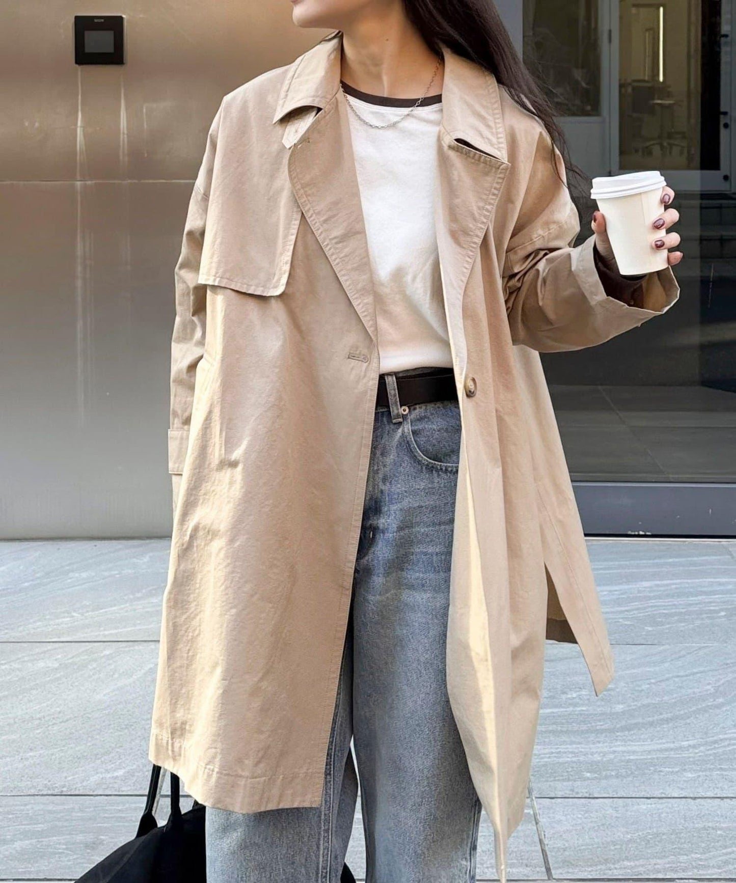 中長款寬鬆風衣外套