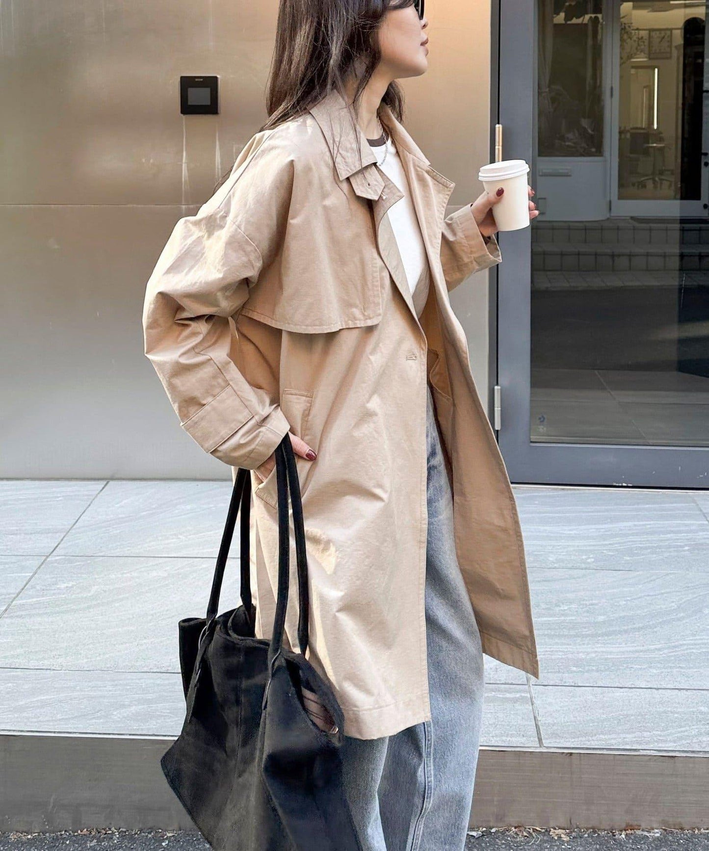 中長款寬鬆風衣外套