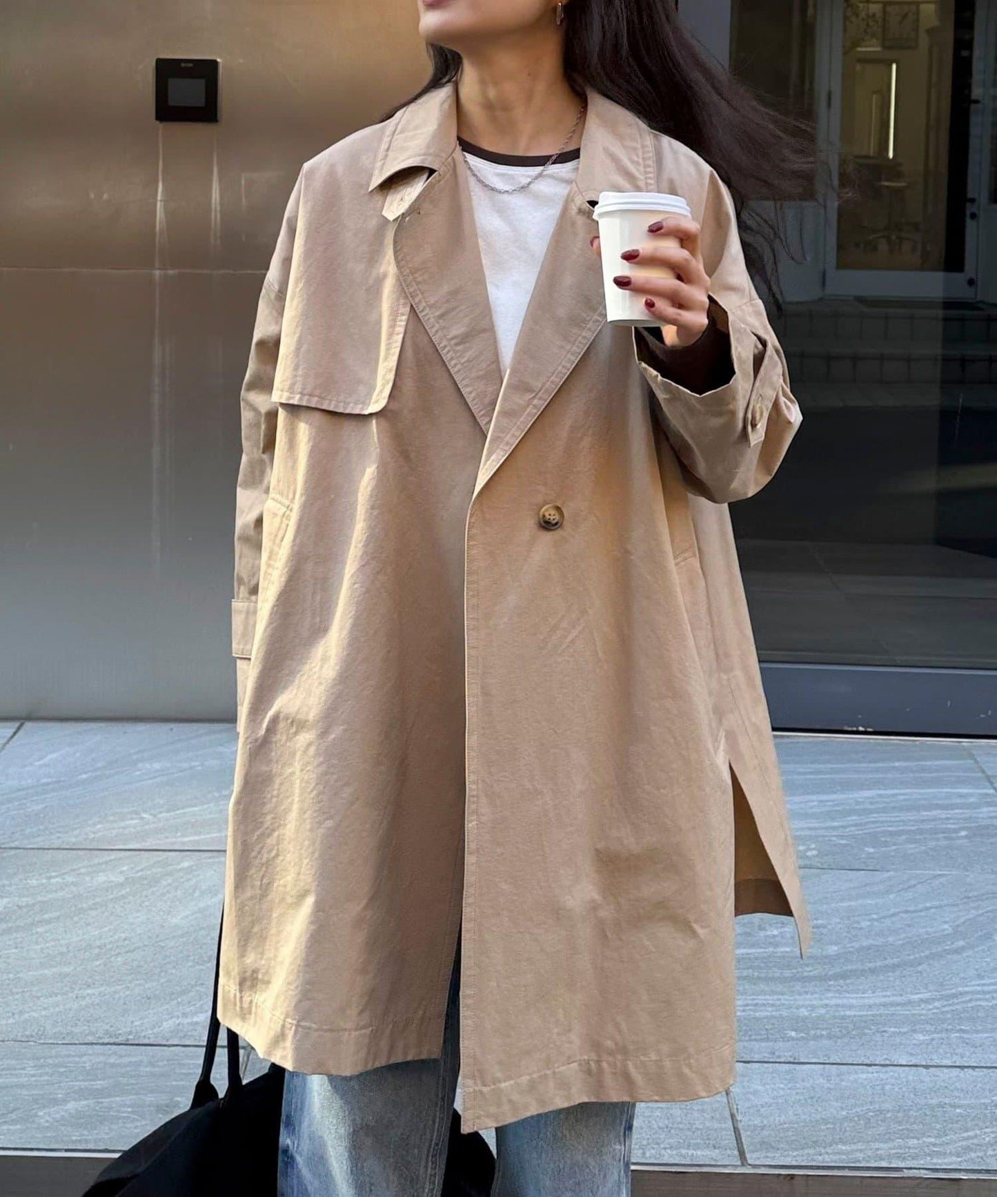 中長款寬鬆風衣外套