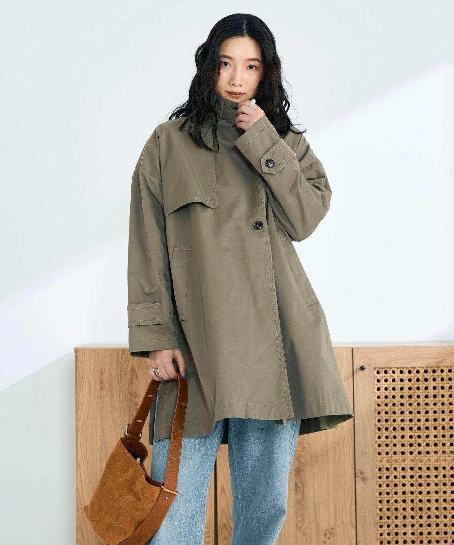 中長款寬鬆風衣外套