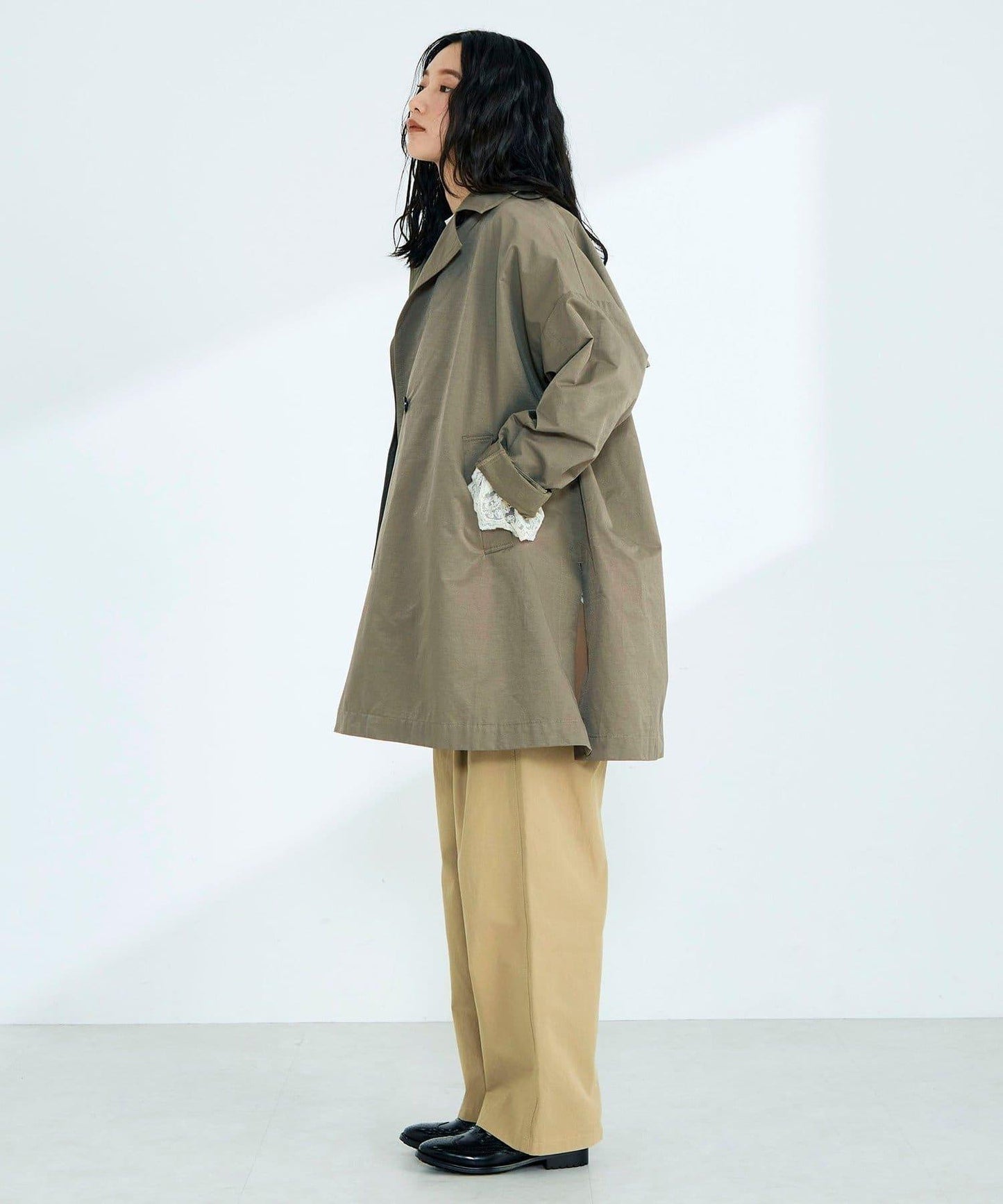 中長款寬鬆風衣外套