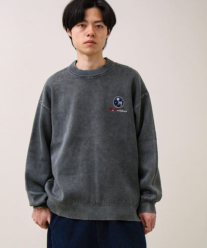 BOY徽標刺繡 雙面 做舊 套頭針織衫