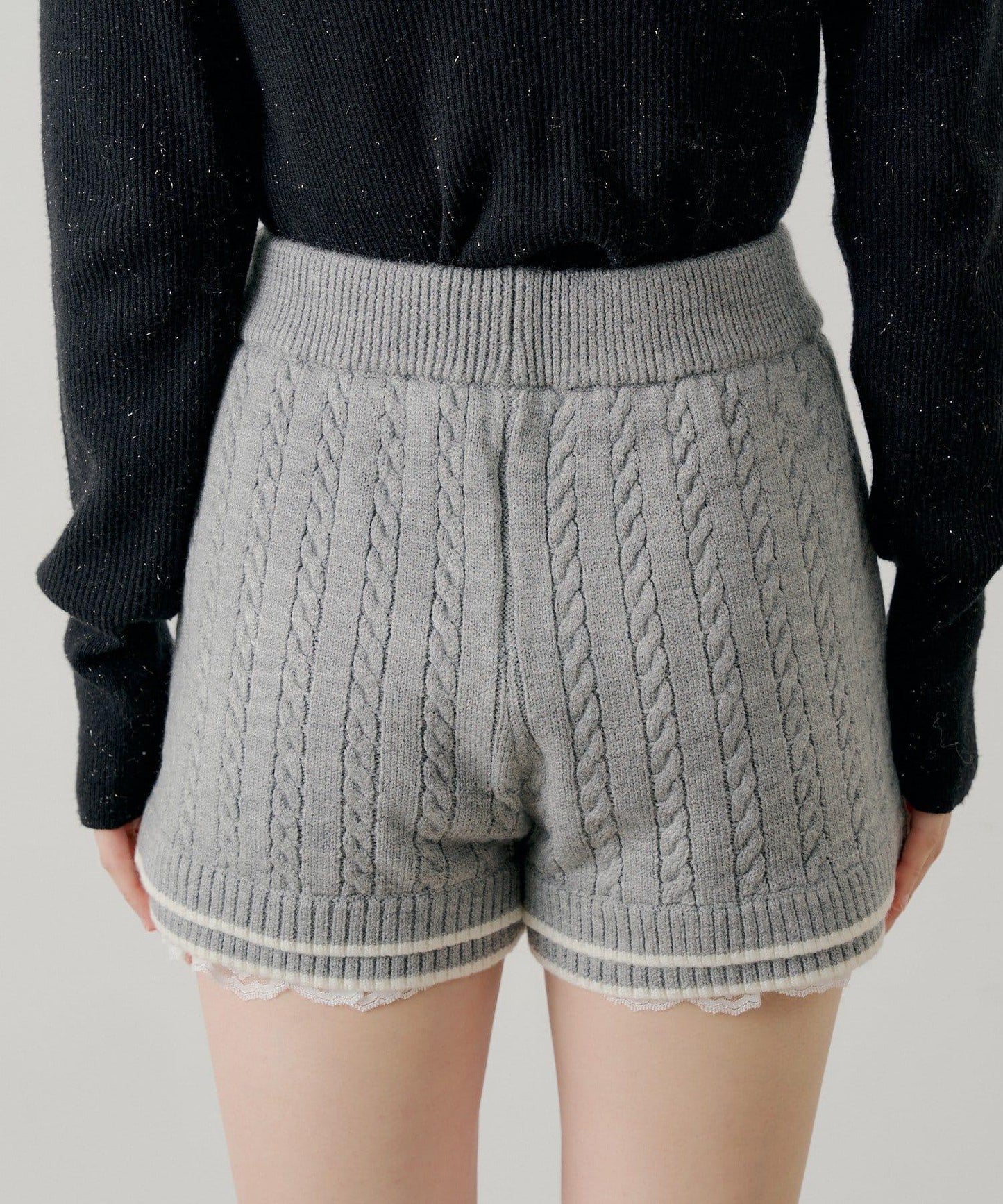 下襬層疊設計 針織短褲