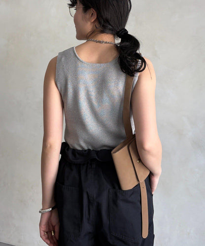 前後兩穿亮絲針織吊帶背心