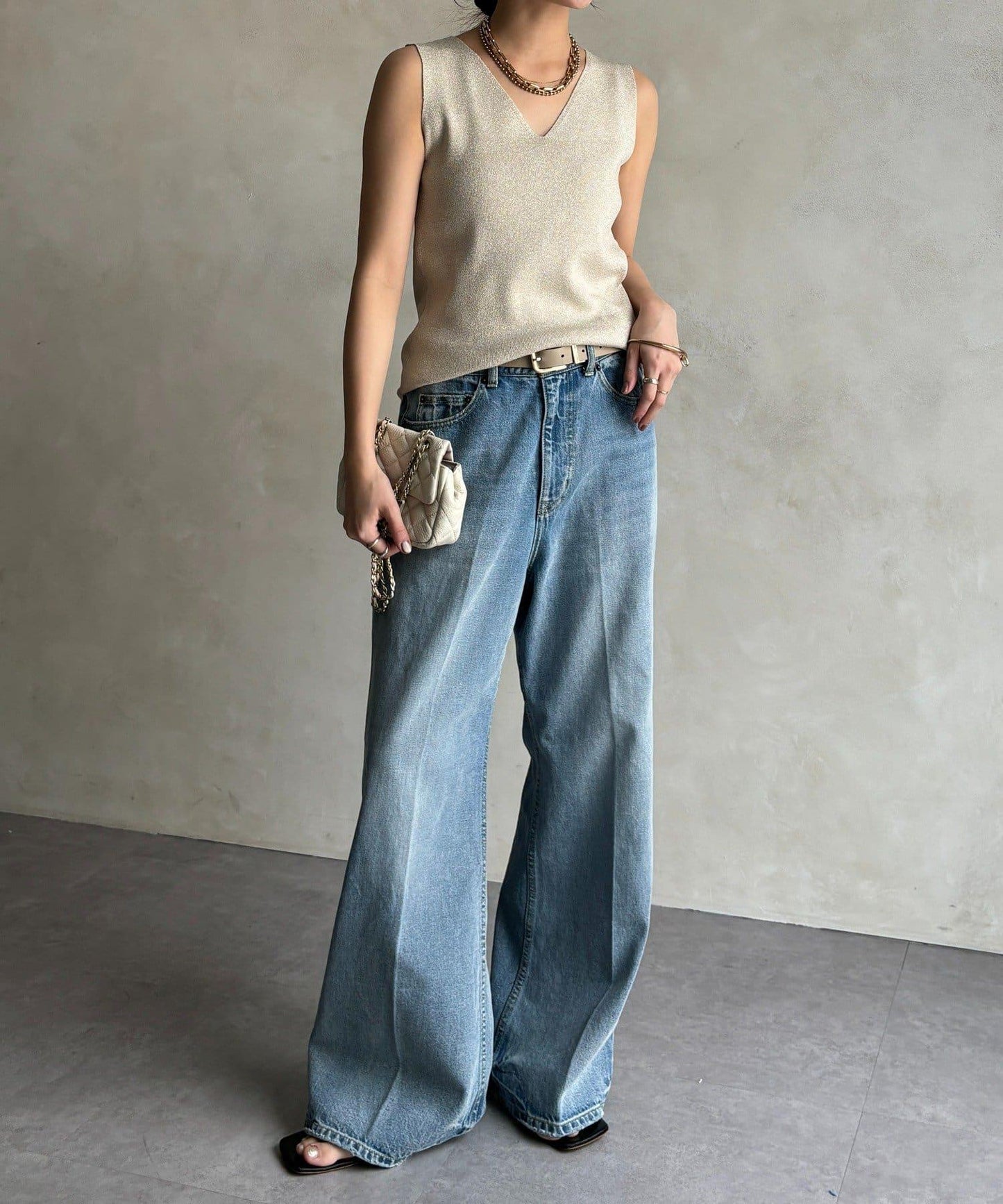 前後兩穿亮絲針織吊帶背心