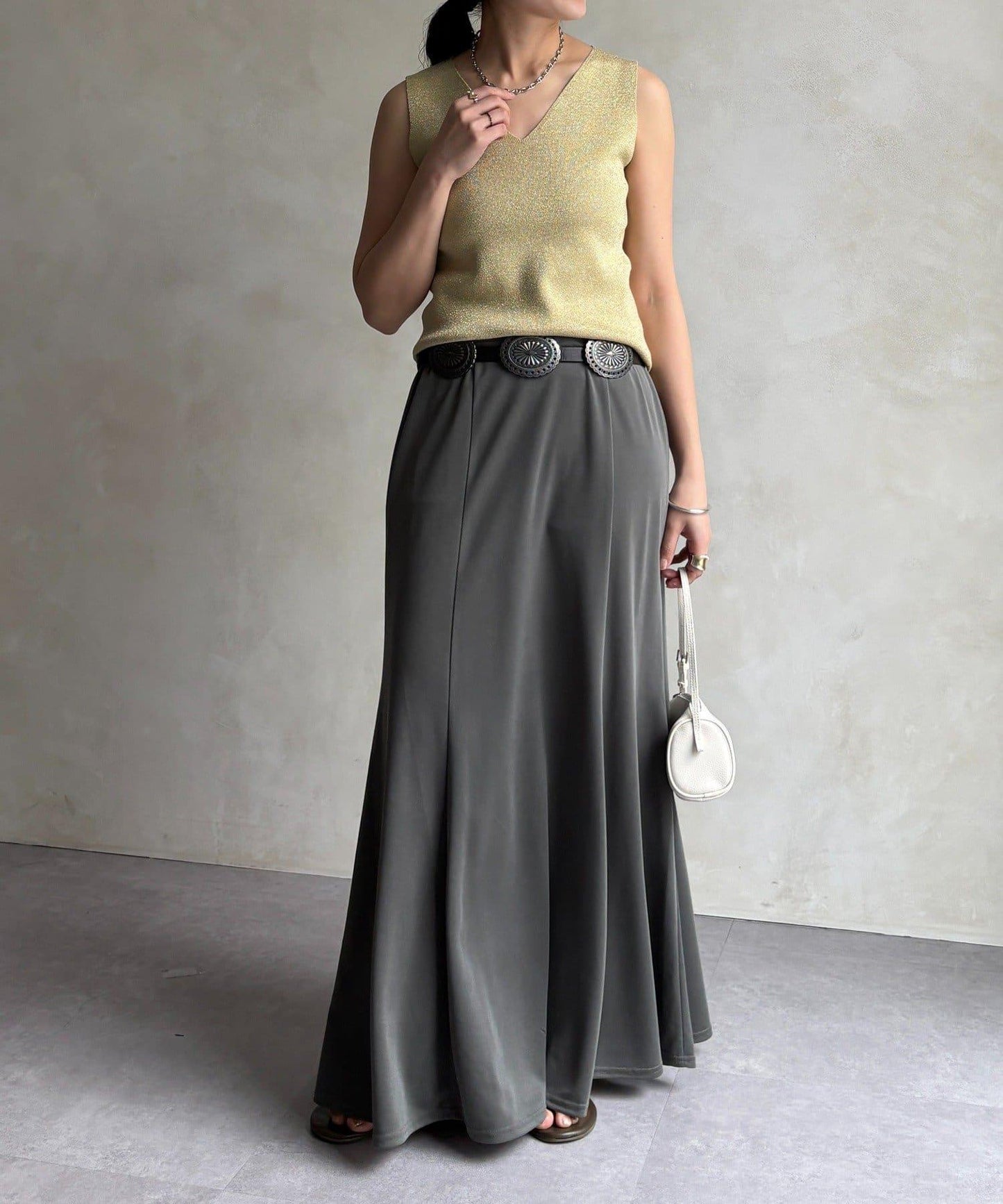 前後兩穿亮絲針織吊帶背心