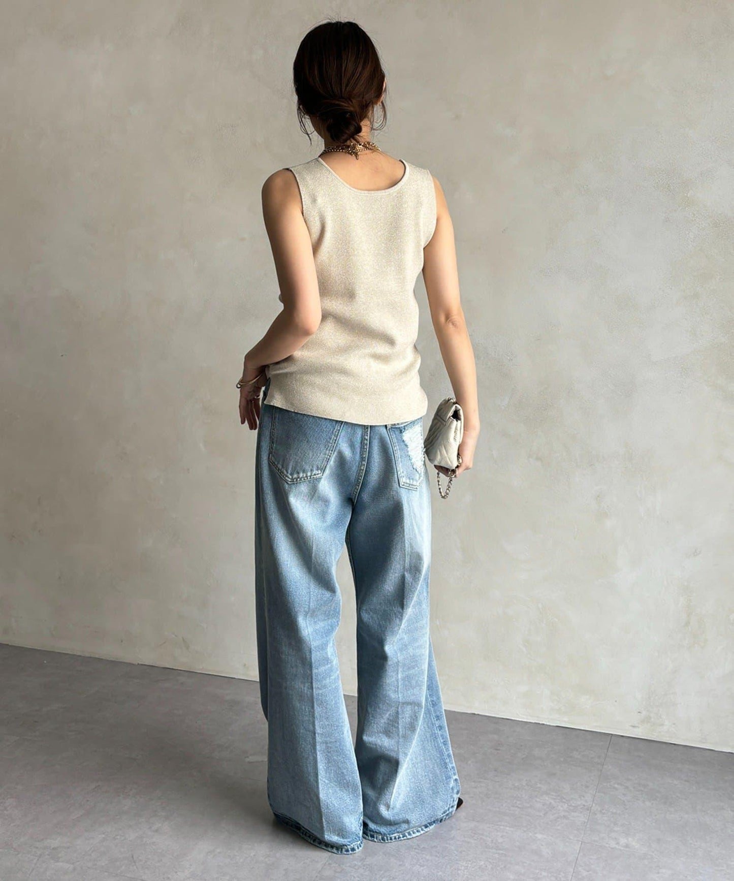 前後兩穿亮絲針織吊帶背心