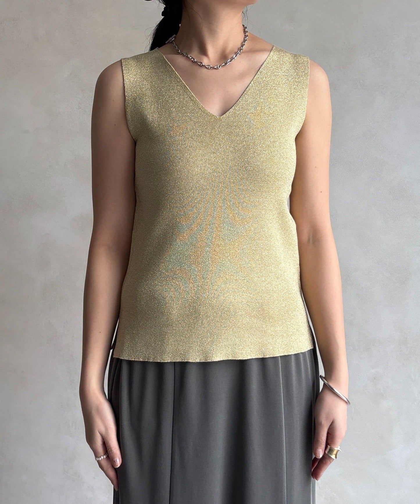 前後兩穿亮絲針織吊帶背心