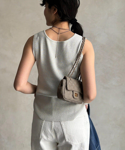 前後兩穿亮絲針織吊帶背心