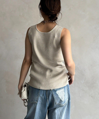 前後兩穿亮絲針織吊帶背心