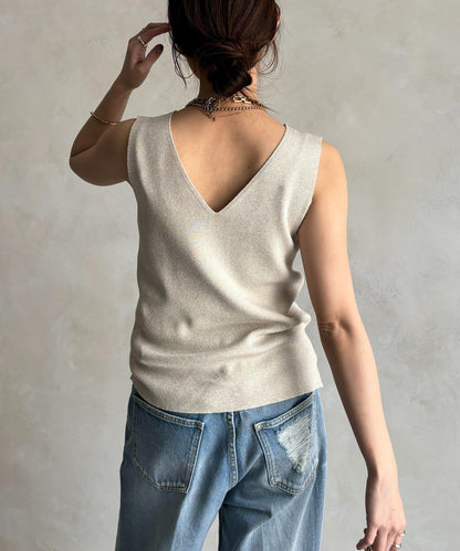 前後兩穿亮絲針織吊帶背心