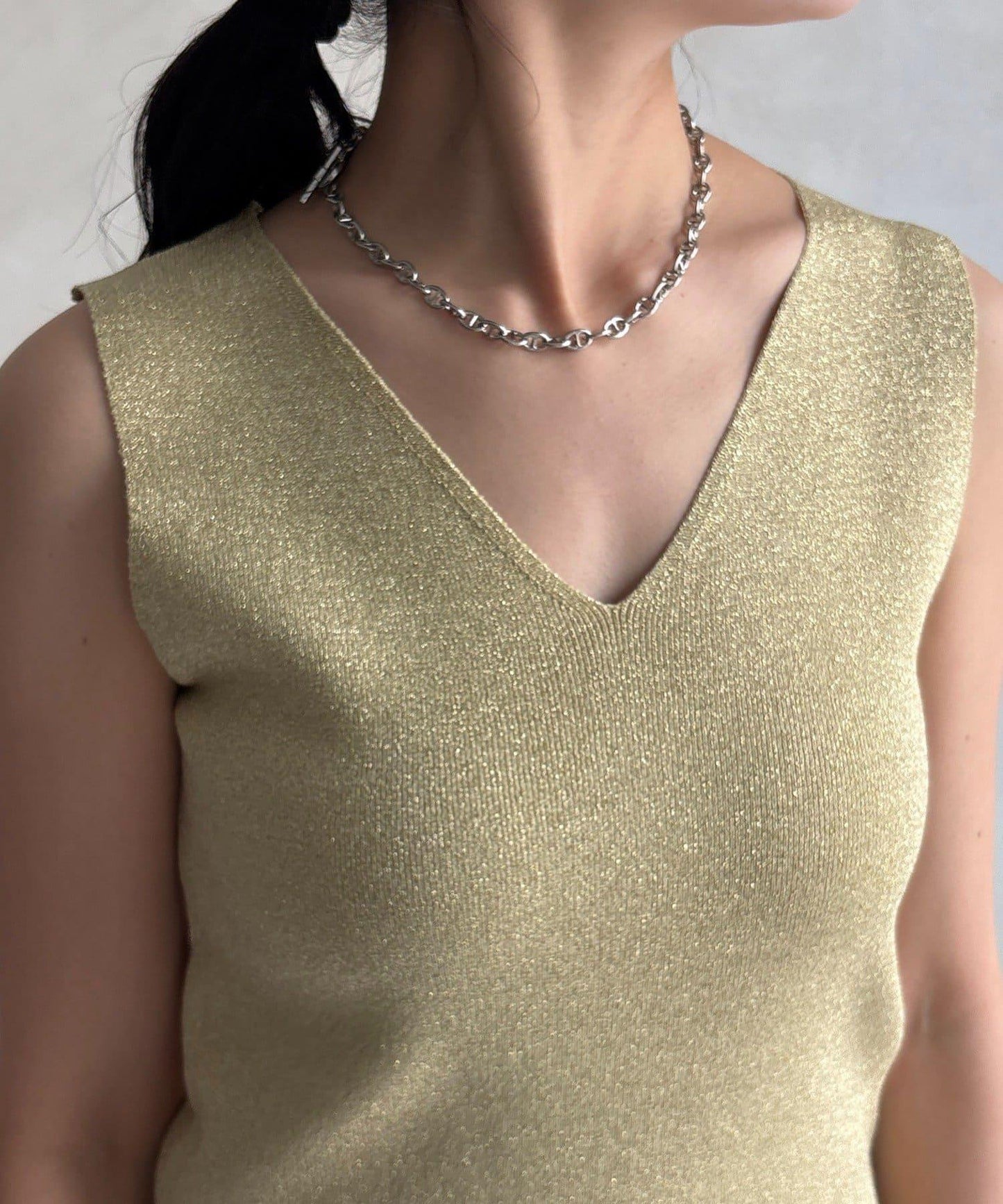 前後兩穿亮絲針織吊帶背心