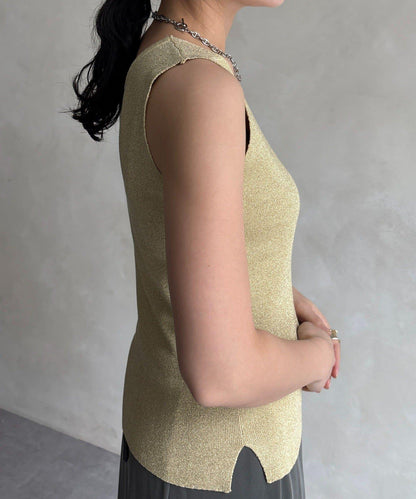 前後兩穿亮絲針織吊帶背心