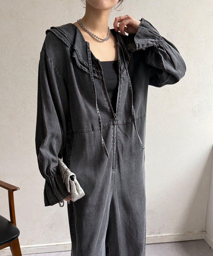 荷葉邊牛仔連體褲