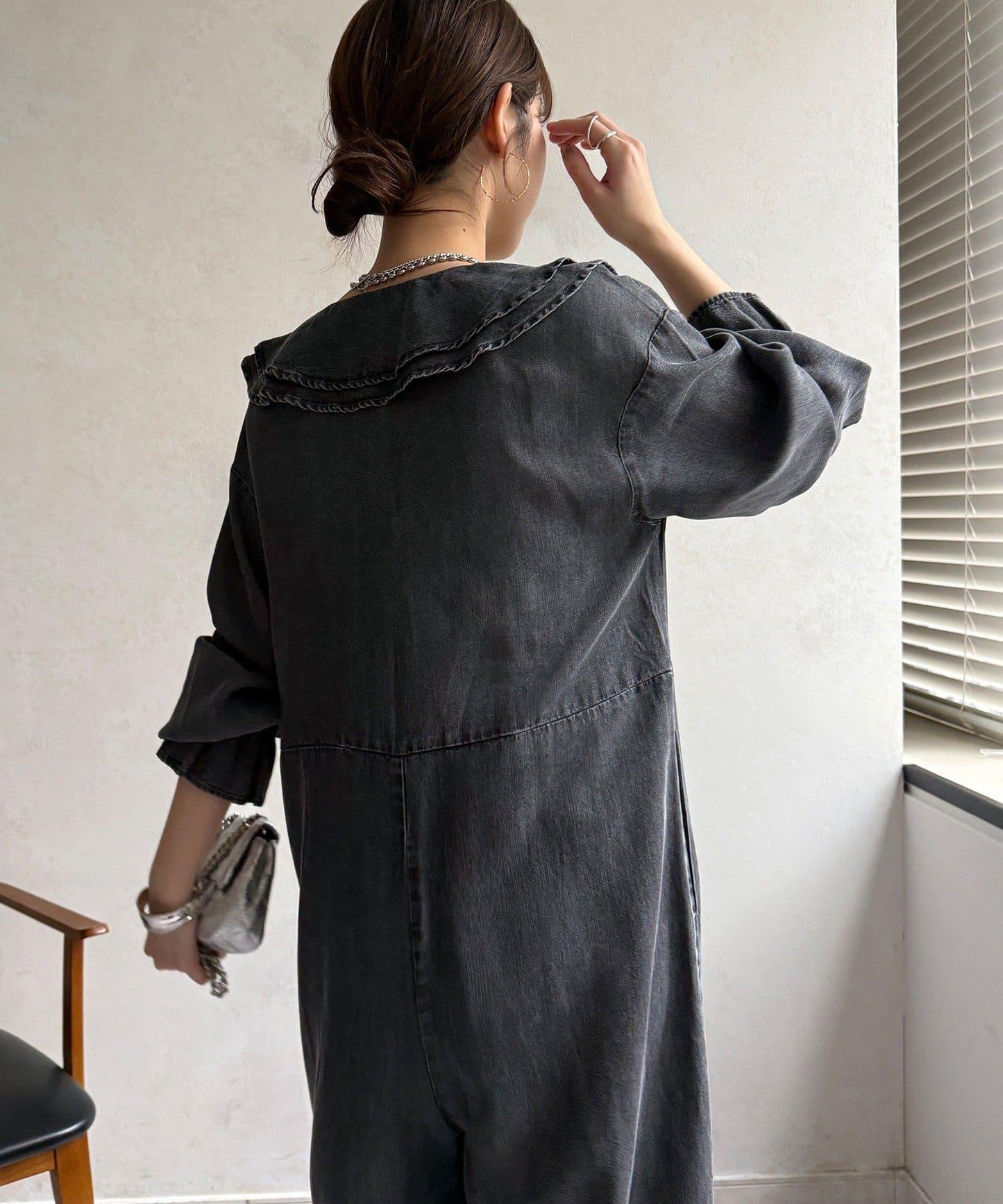 荷葉邊牛仔連體褲