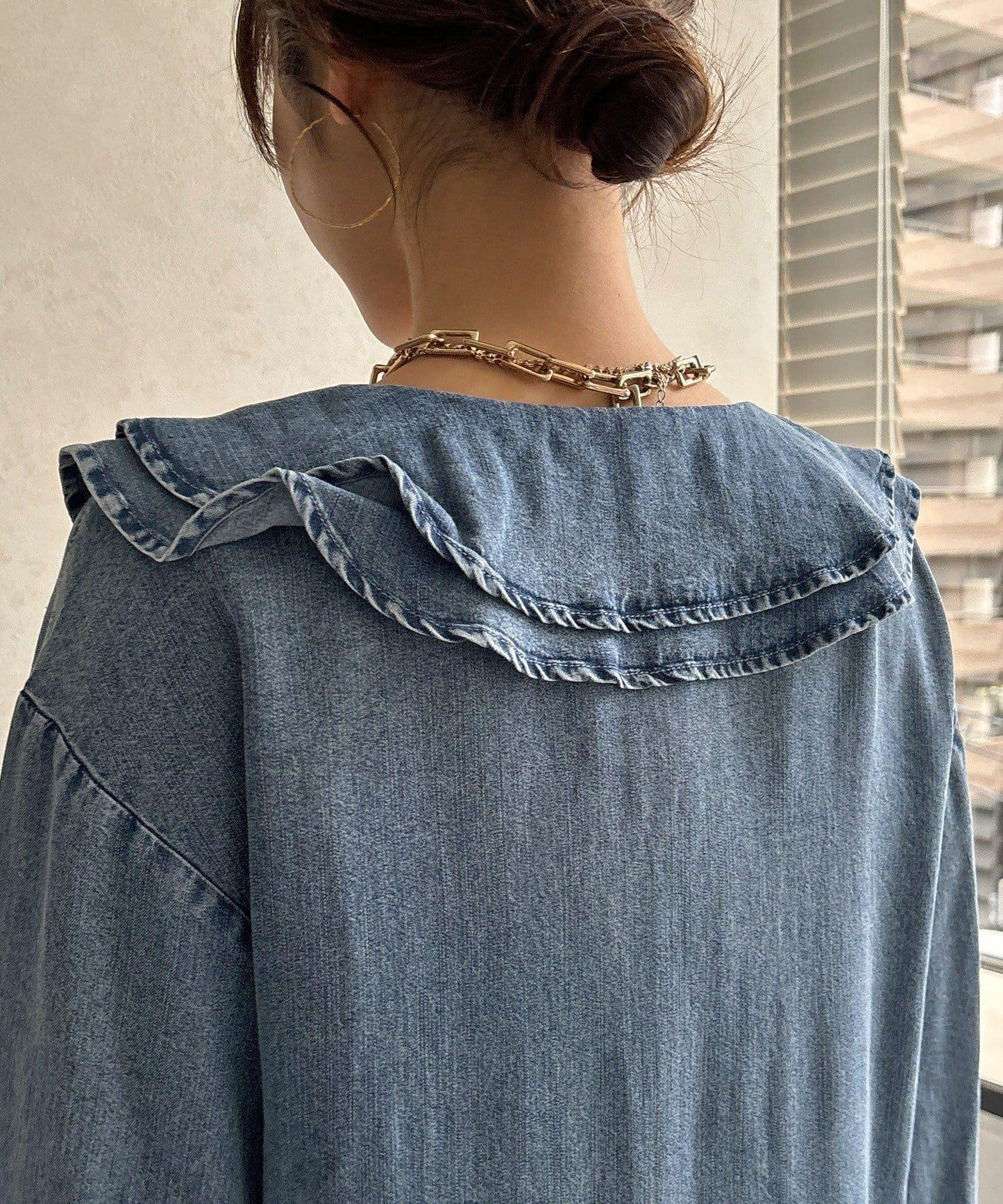 荷葉邊牛仔連體褲