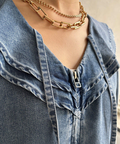 荷葉邊牛仔連體褲