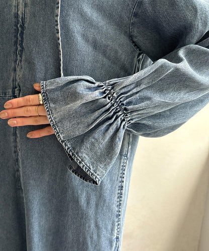 荷葉邊牛仔連體褲